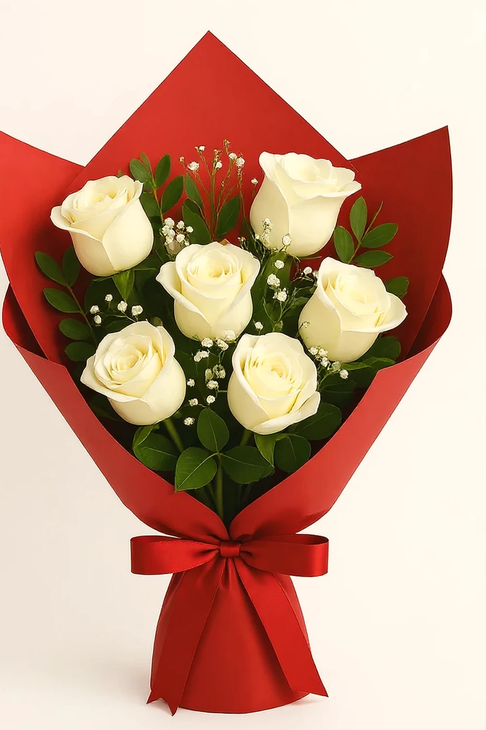 Buquê 6 Rosas Colombianas Brancas