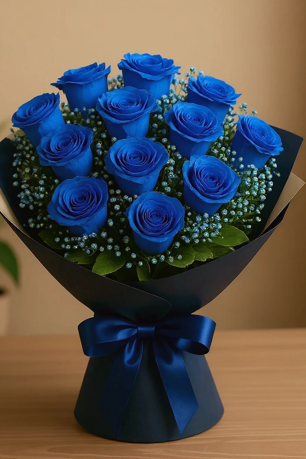 Buquê de 12 Rosas colombianas Azuis Naturais -Presente Sofisticado e Exclusivo em São Paulo