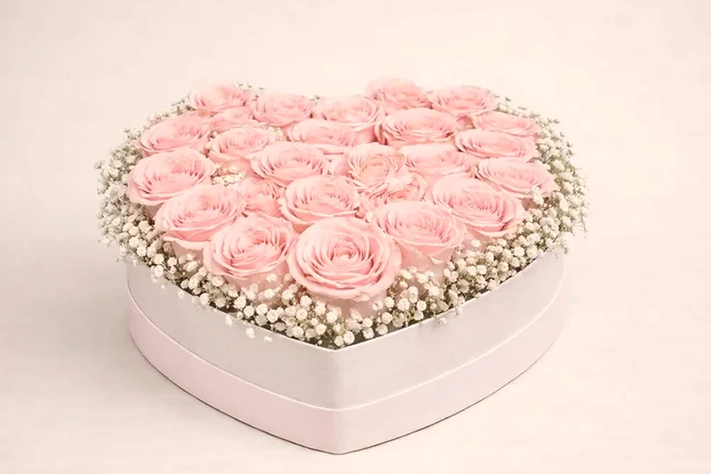Caixa Coração de Rosas Rosas Premium